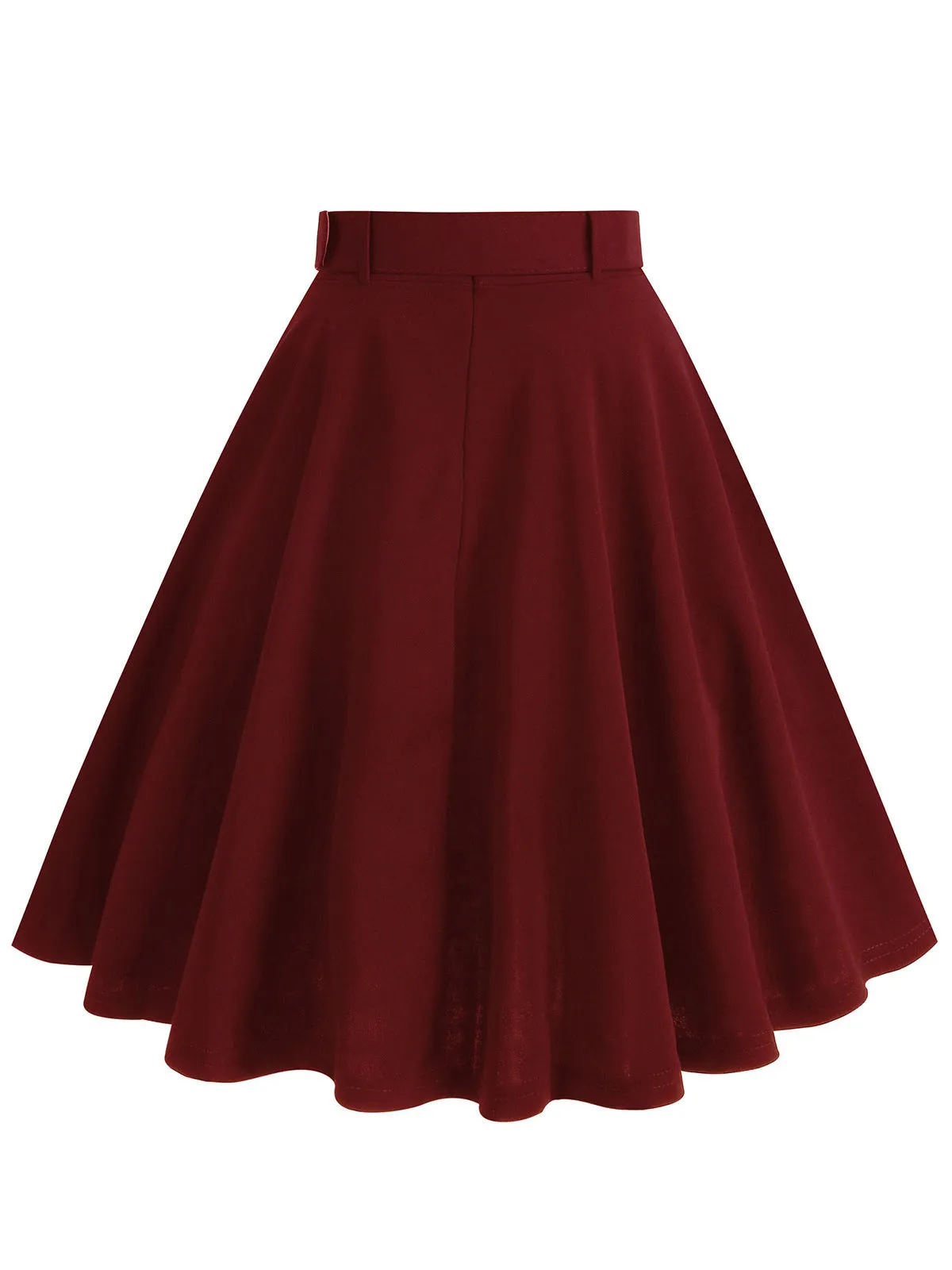 1950s Solid Pleated Button Belted Skirt