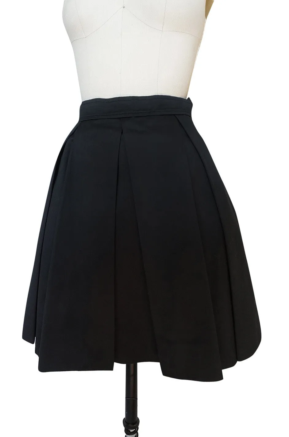 1980s Yves Saint Laurent Flat Pleated Black Mini Skirt