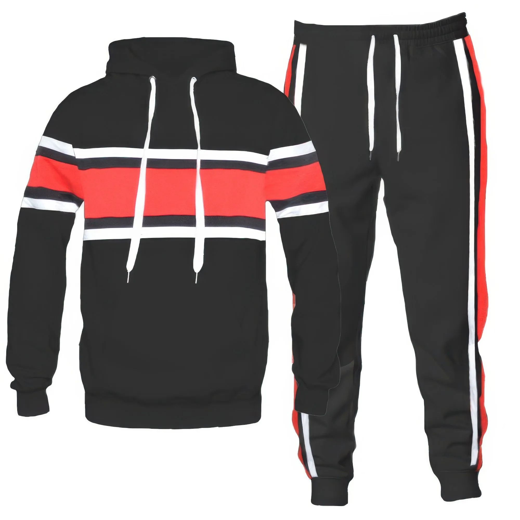 4 COLORS | Solid With Three Stripe Pullover Hoodie