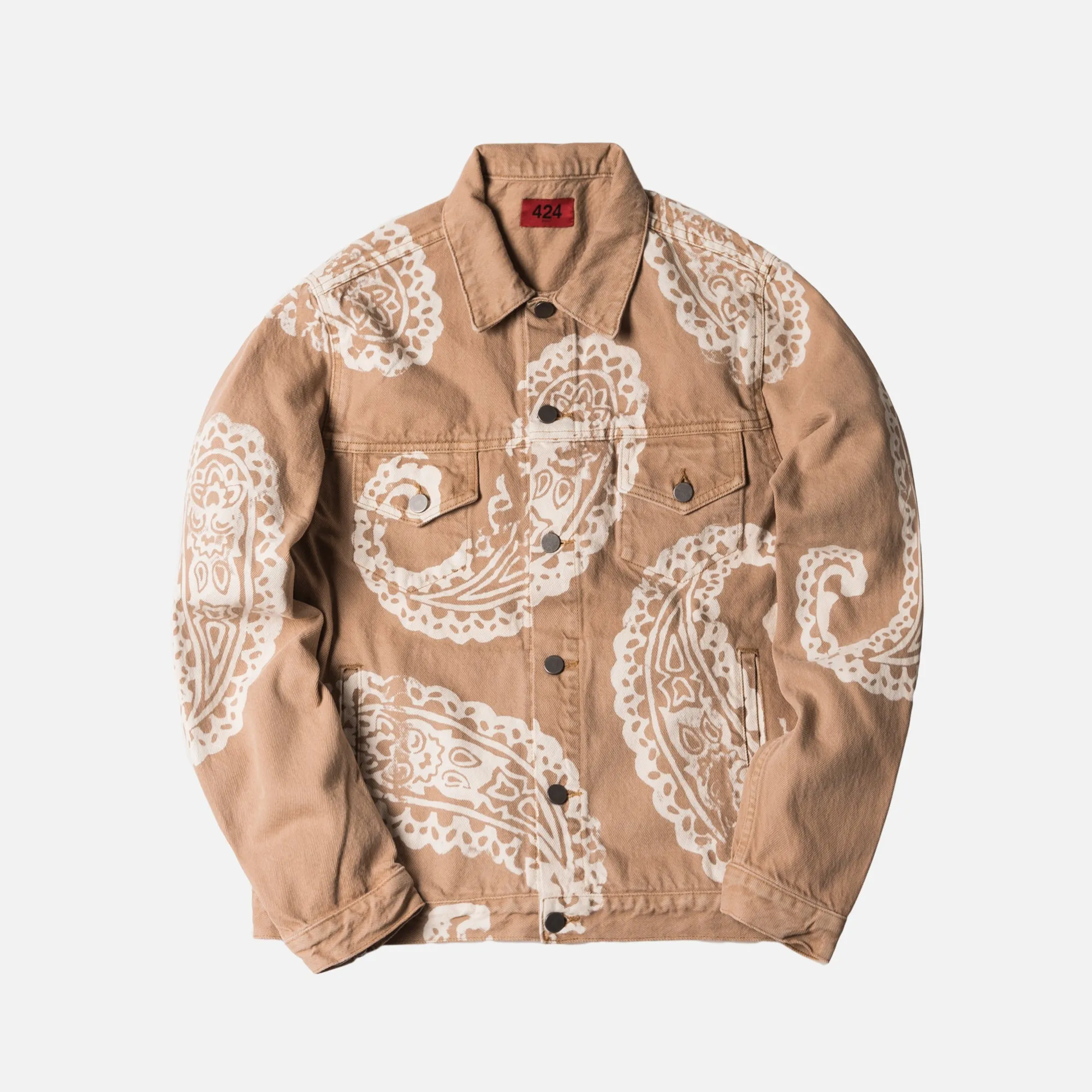 424 Paisley Denim Trucker Jacket - Camel