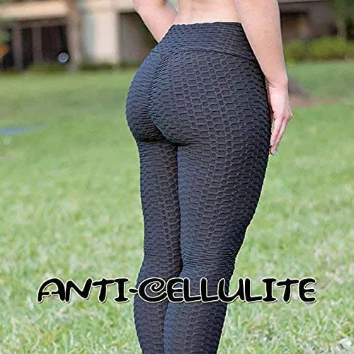 A AGROSTE Women's High Waist Yoga Pants Tummy Control Workout Ruched Butt Lifting Stretchy Leggings Textured Booty Tights