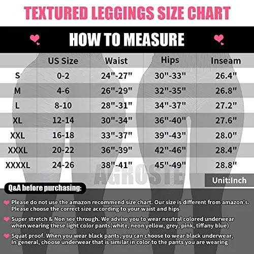 A AGROSTE Women's High Waist Yoga Pants Tummy Control Workout Ruched Butt Lifting Stretchy Leggings Textured Booty Tights