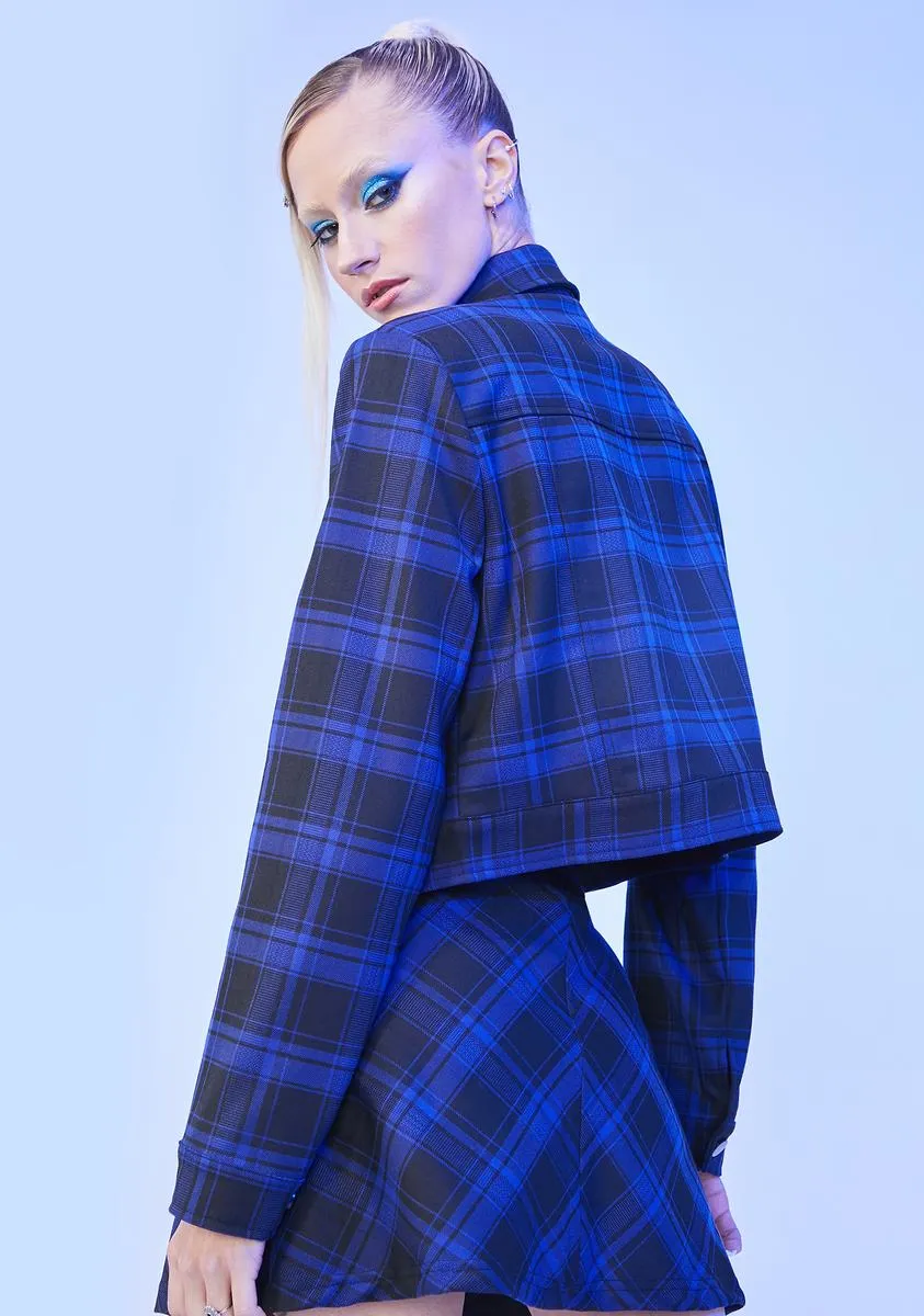 A Blue World Plaid Crop Jacket