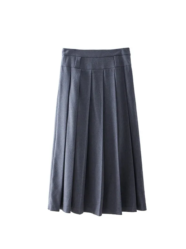 A-line High Waist Pleated Skirt