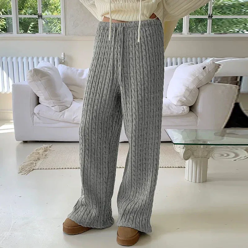 Addalynn Woolen Drawstring Straight Pants