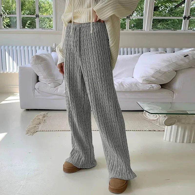 Addalynn Woolen Drawstring Straight Pants