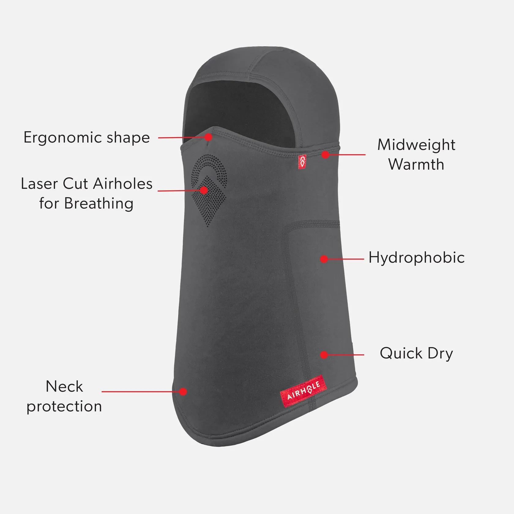 Airhole Laser Polar Fleece Balaclava - Charcoal