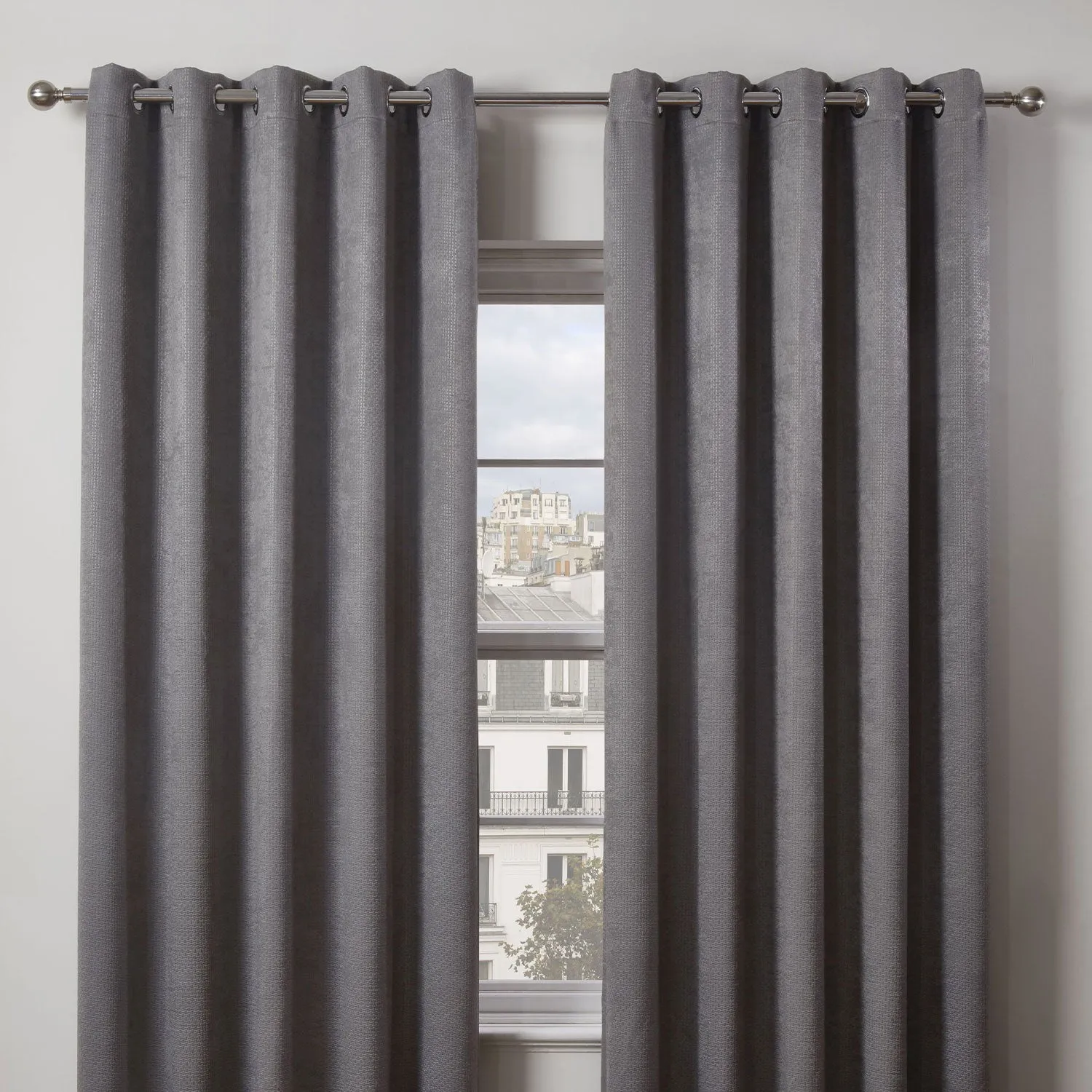 Ambiance Charcoal Grey Thermal Blackout Eyelet Curtains