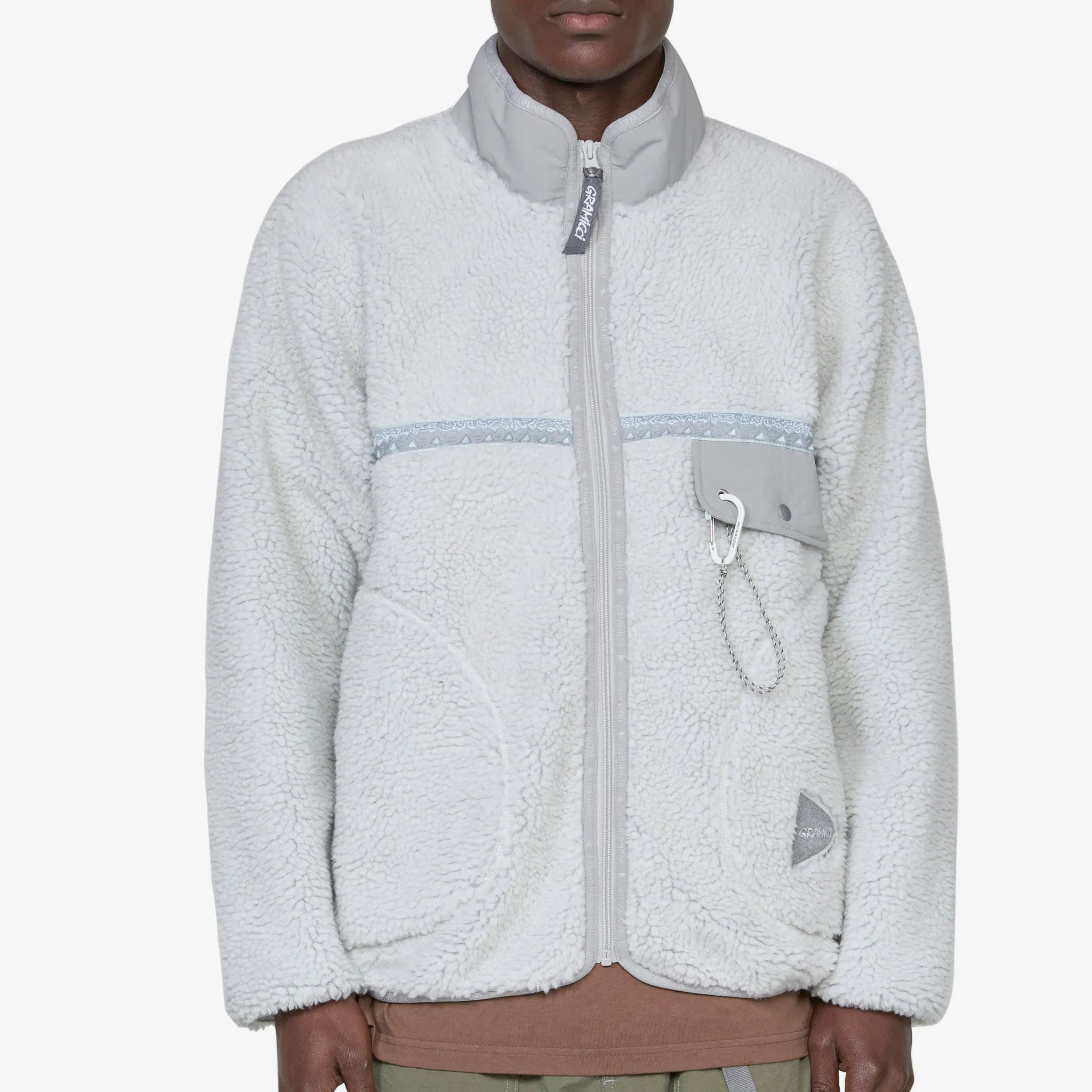 and wander JQ Tape Fleece Jacket Light Gray