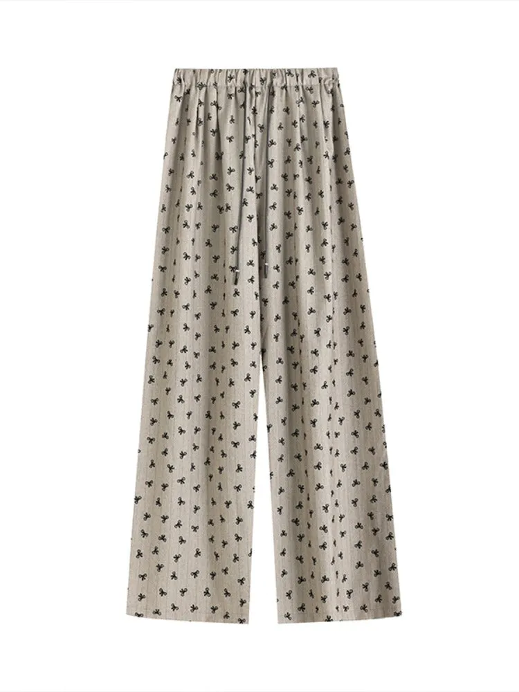 Annette Bow Print Wide-Leg Pants