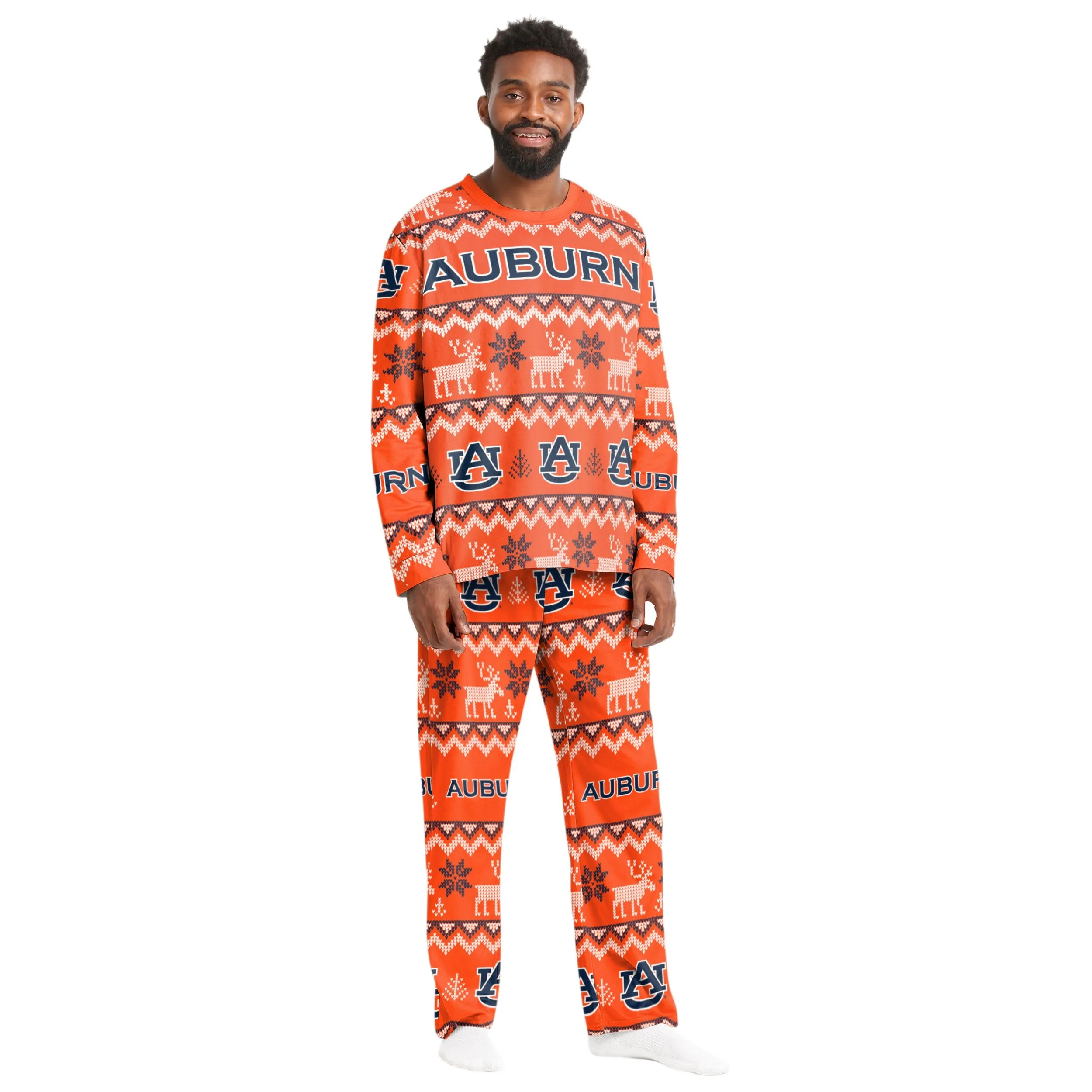 Auburn Tigers NCAA Ugly Pattern Family Holiday Pajamas