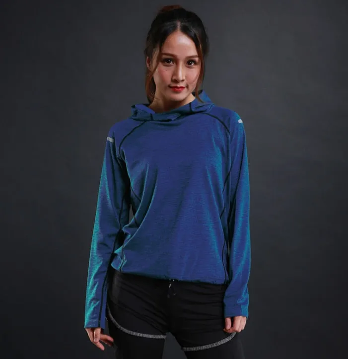 Autumn thin Women Running Long Sleeves Hood Sports