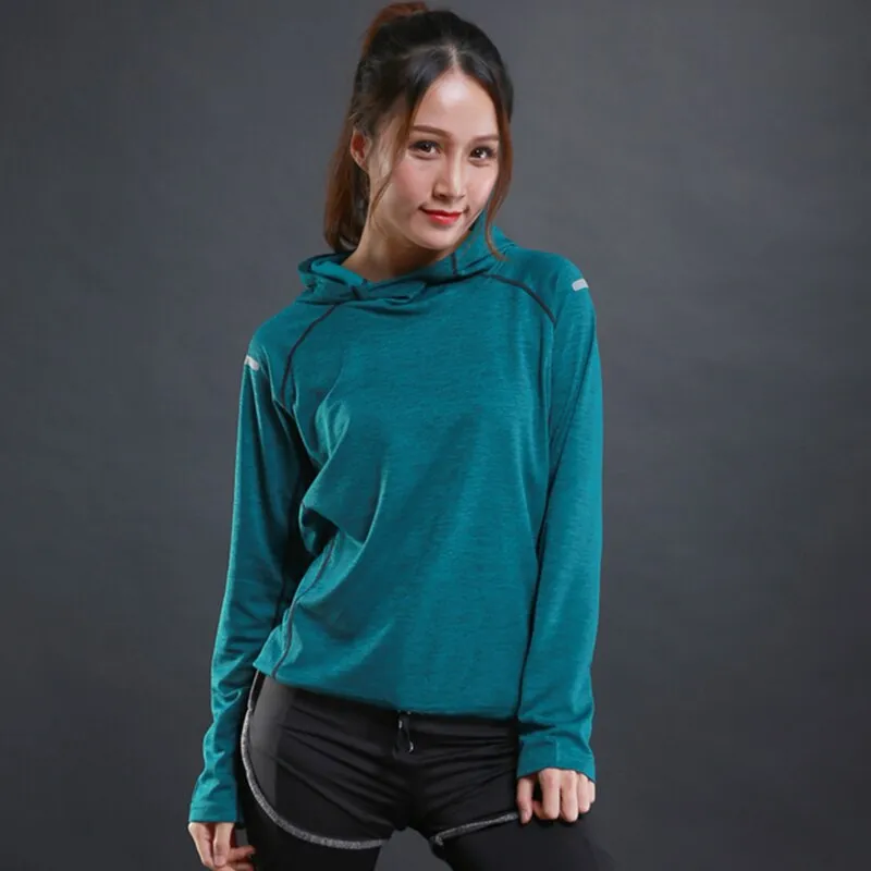 Autumn thin Women Running Long Sleeves Hood Sports