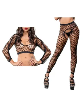 Beverly Hills Naughty Girl Crotchless All Over Mesh Leggings One Size Fits Most