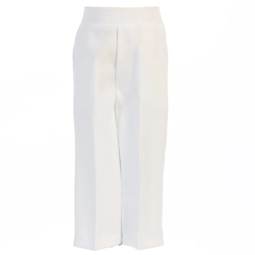 Big Boys White Elastic Special Occasion Long Dress Pants 8-14