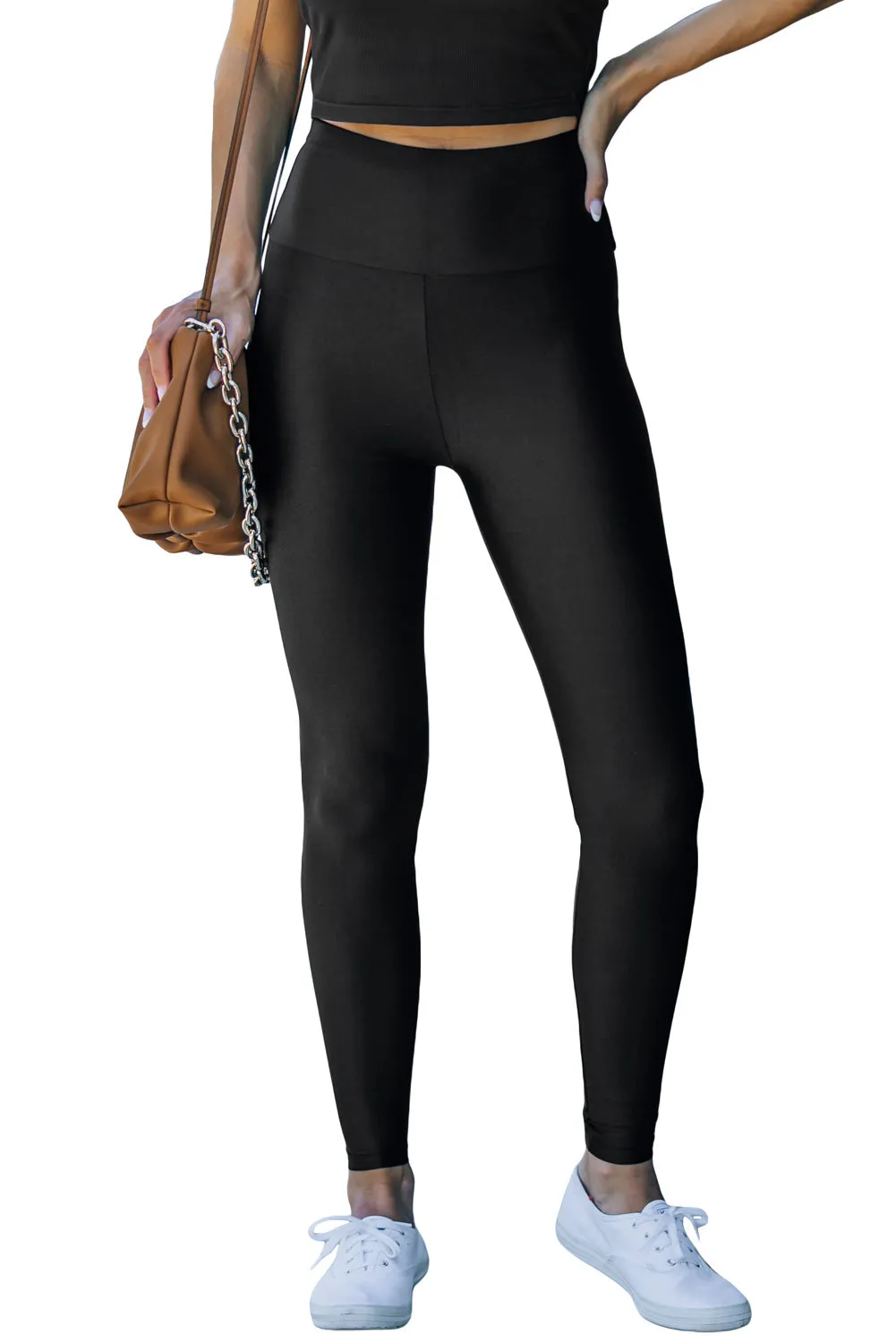 Black High Rise Tight Leggings With Waist Cincher