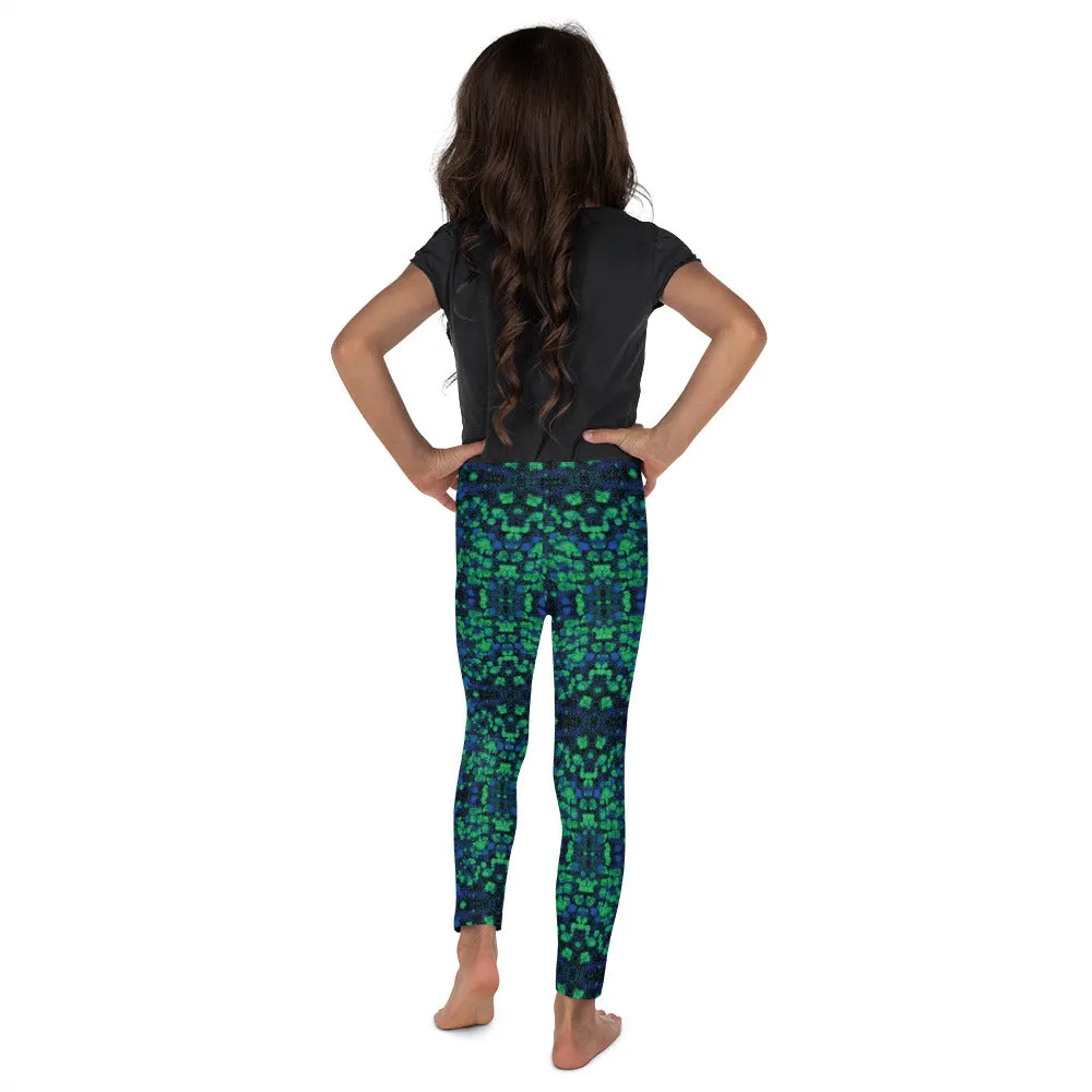 Blue Green Kaleidoscope Kid's Leggings, Toddler, Girls and Boys Matching Family Outfits