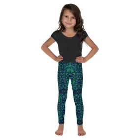 Blue Green Kaleidoscope Kid's Leggings, Toddler, Girls and Boys Matching Family Outfits