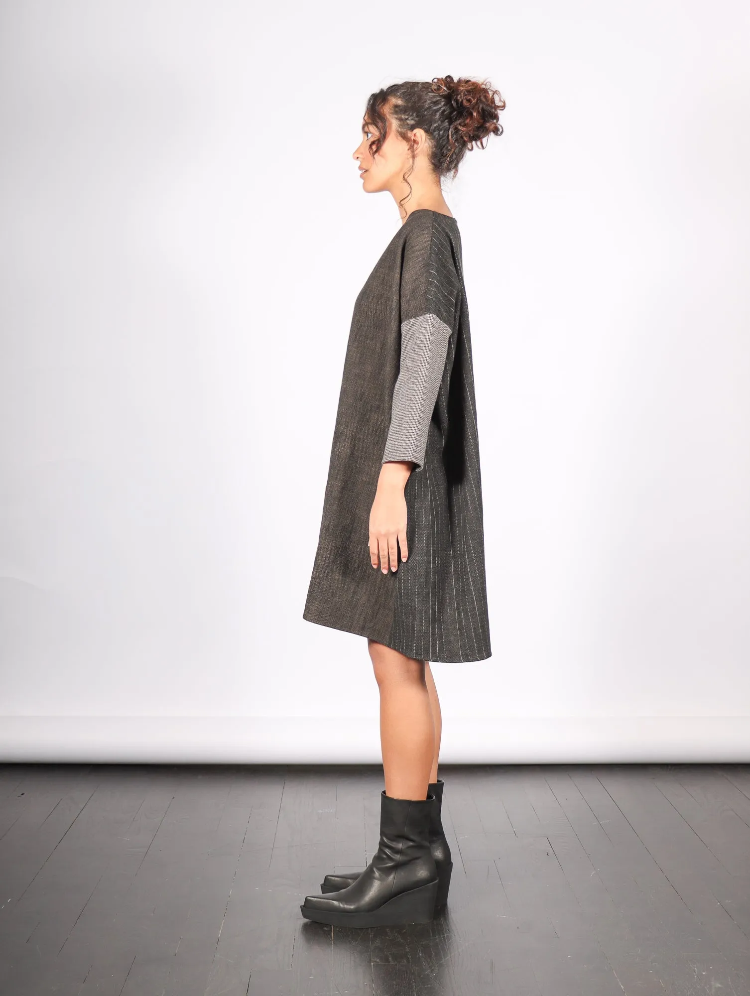 Boatneck Dress in Slate Patch by Album Di Famiglia