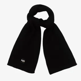 BOSS Boys Black Ribbed Knit Scarf