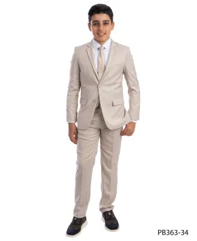 Boys 5 Piece Suit Color Tan by Perry Ellis