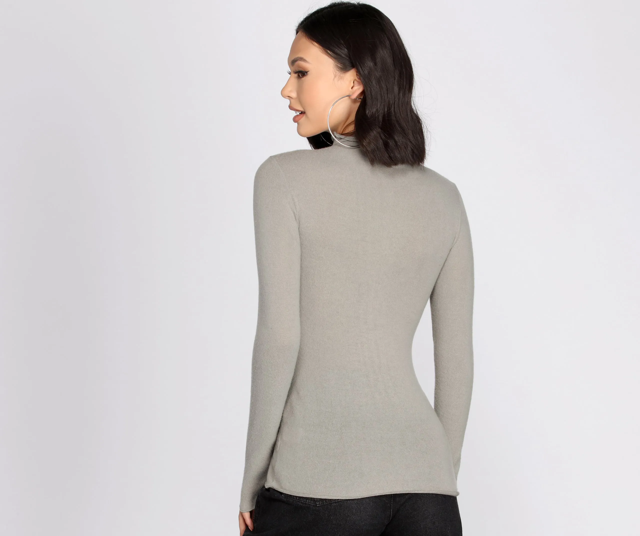 Brushed Knit Mock Neck Top