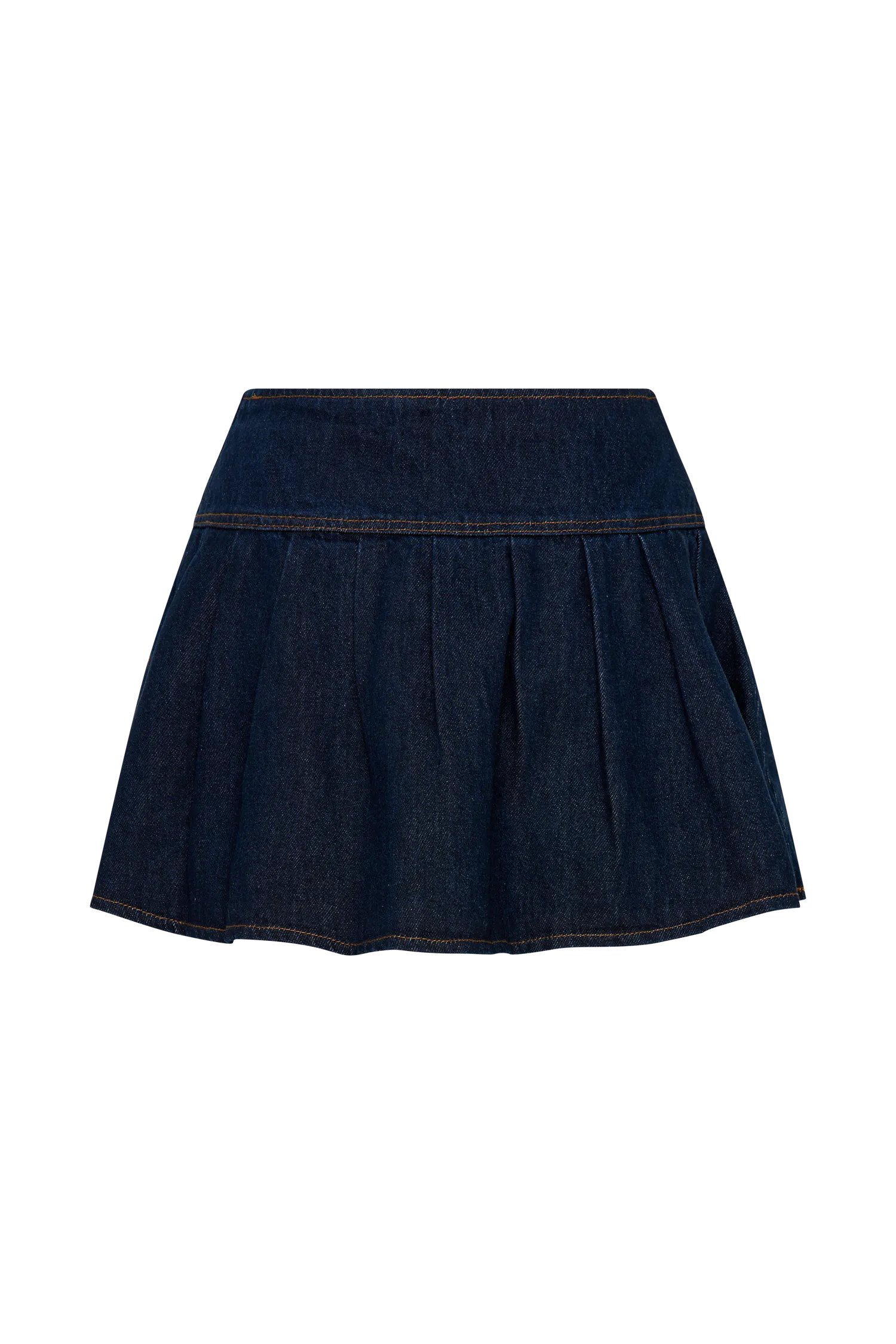 Candice Pleated Denim Mini Skirt - Indigo Blue