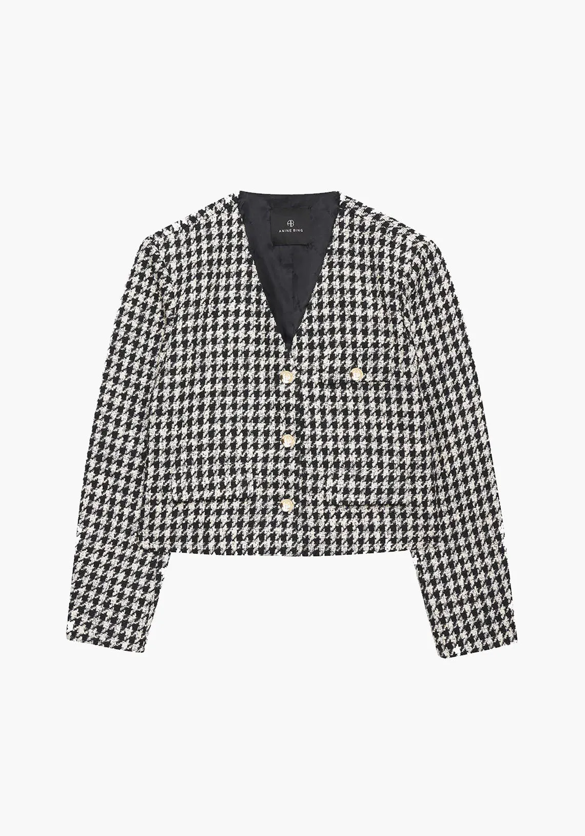 CARA JACKET CREAM AND BLACK HOUNDSTOOTH