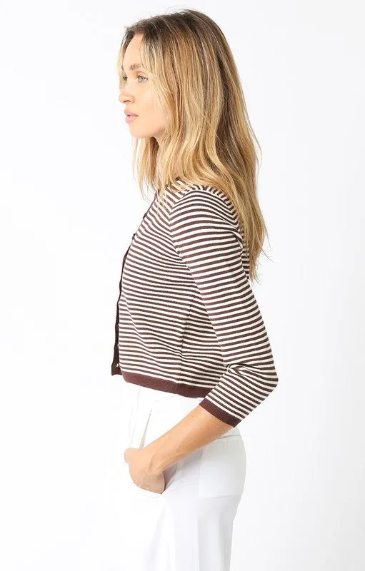 Casey Striped Knit Cardigan | Brown