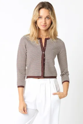 Casey Striped Knit Cardigan | Brown