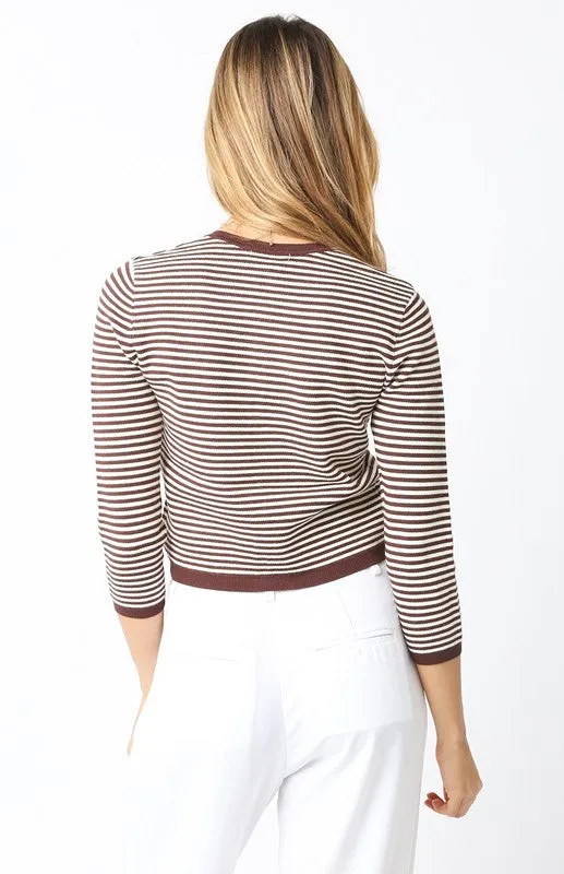 Casey Striped Knit Cardigan | Brown