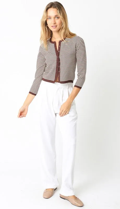 Casey Striped Knit Cardigan | Brown