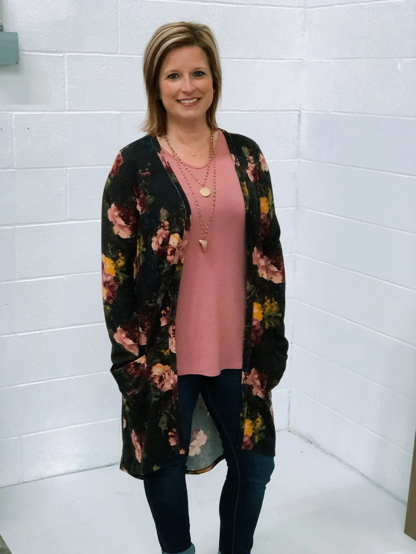 Charcoal Floral Favorite Cardigan