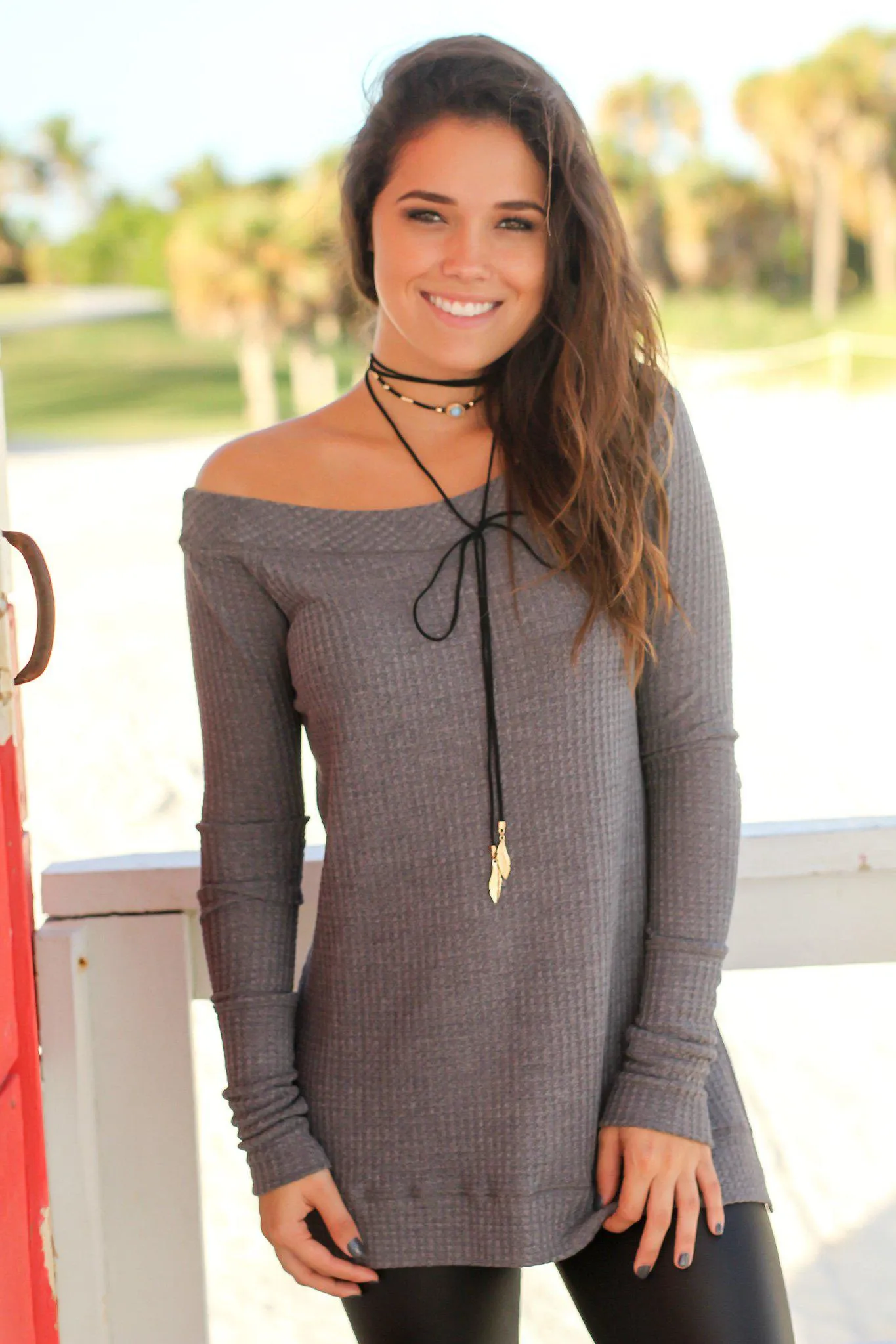 Charcoal Knit Top