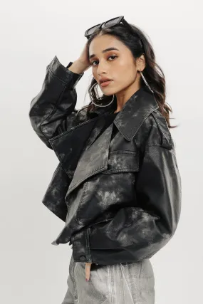 Charcoal Wash Biker Jacket