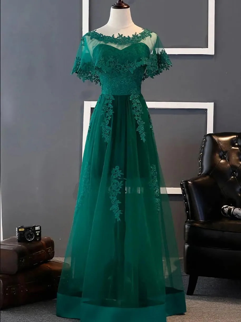 Charming Dark Green Long A-line Party Dress , Bridesmaid Dress