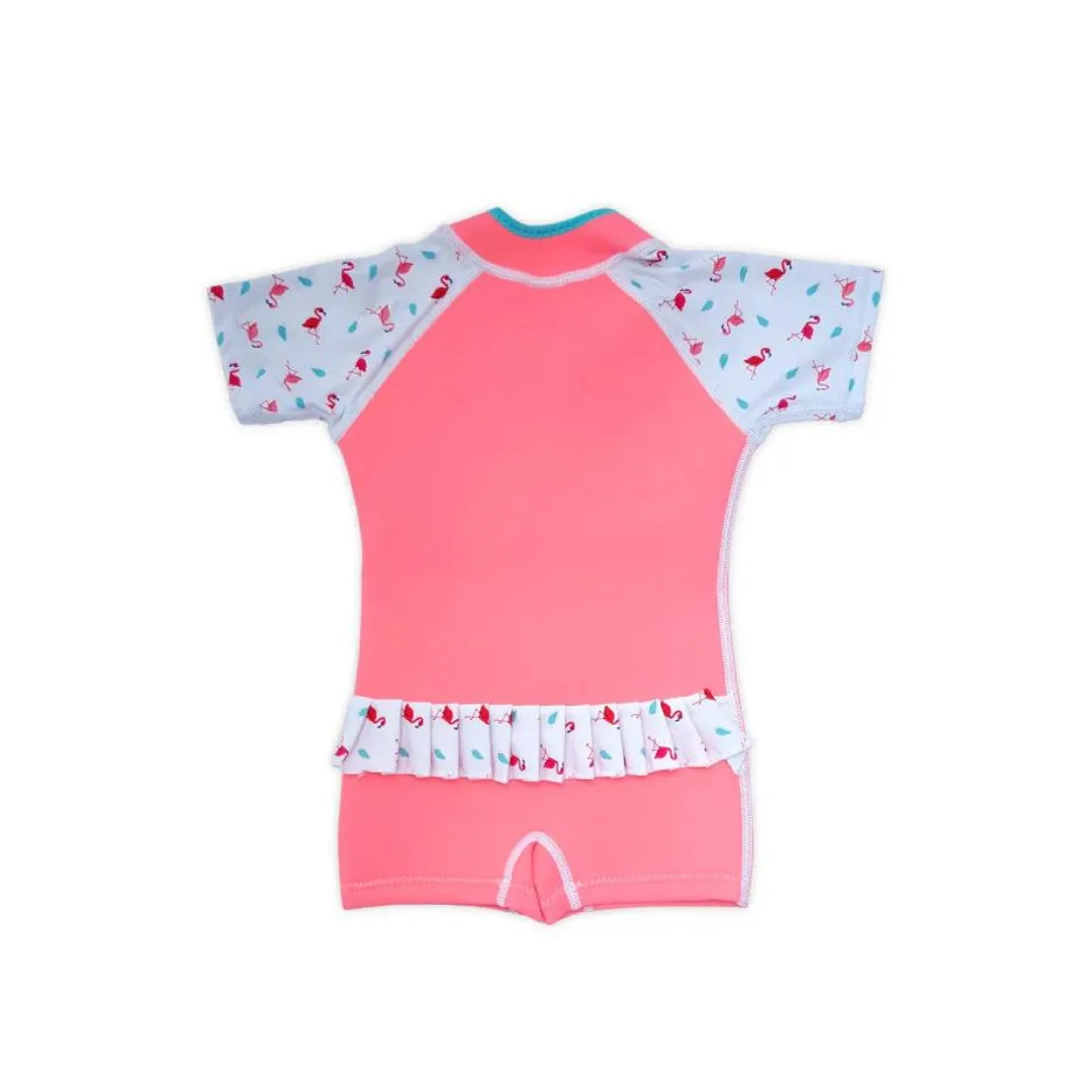 Cheekaaboo Wobbie Toddler Thermal Swimsuit UPF50  Pink Flamingo