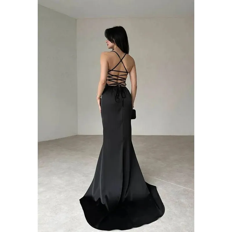 Chic & Modern Criss-Cross Straps Sleeveless Trumpet Evening Party Prom Dress