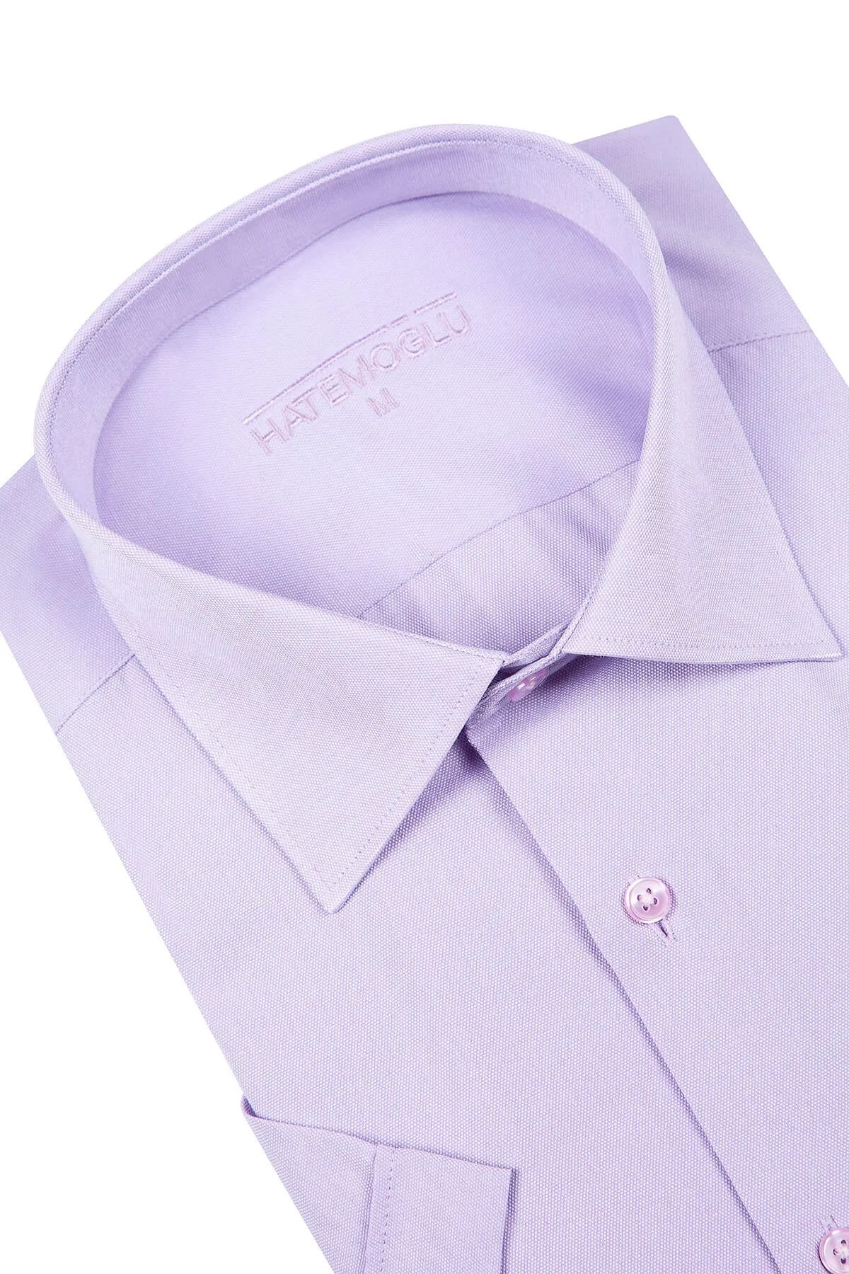 Classic Fit Short Sleeve Patterned Cotton Blend Dress Shirt, Lilac D.