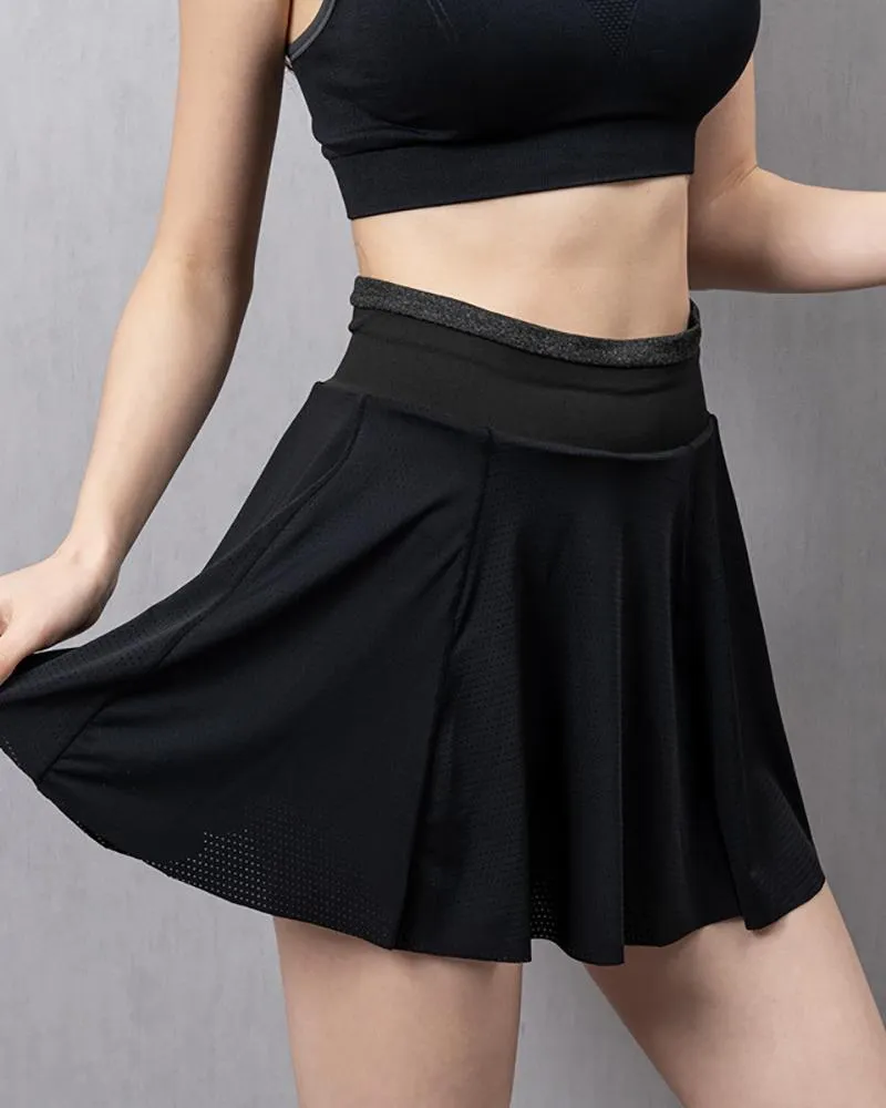 Colorblock Pocket Design Skirt With Athletic Shorts Gym Tennis Pleated Skorts