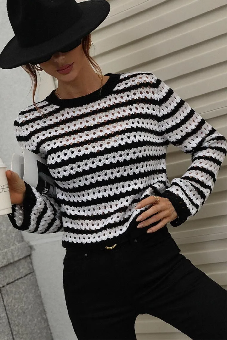 COLORED STRIPE KNIT SWEATER TOP