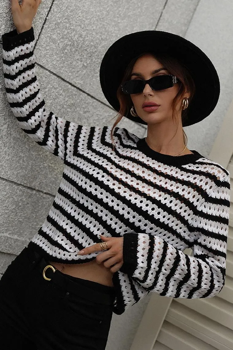 COLORED STRIPE KNIT SWEATER TOP