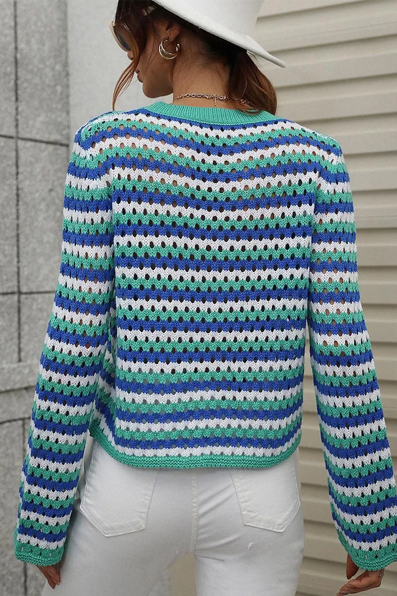 COLORED STRIPE KNIT SWEATER TOP