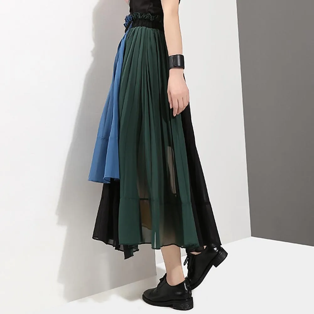 Colorful Chiffon Maxi Skirt Women Casual Skirt