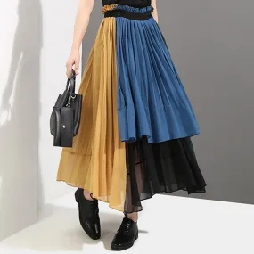 Colorful Chiffon Maxi Skirt Women Casual Skirt