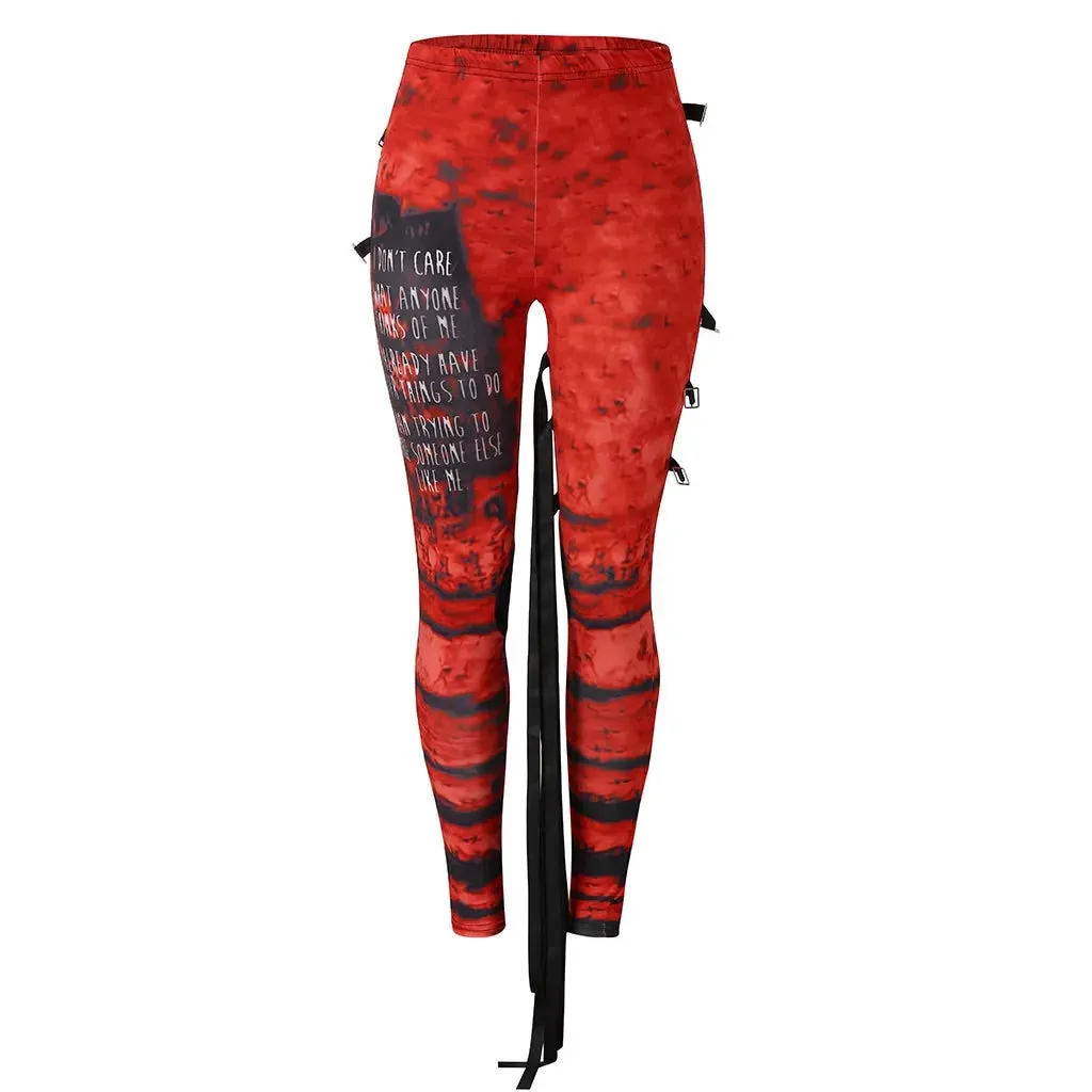 Cool Gothic Gathered High Rocker Waist Halloween Pants