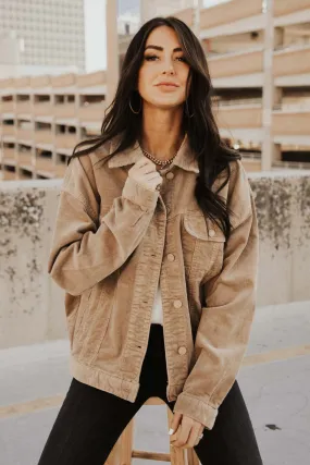 Corduroy Boyfriend Jacket in Tan