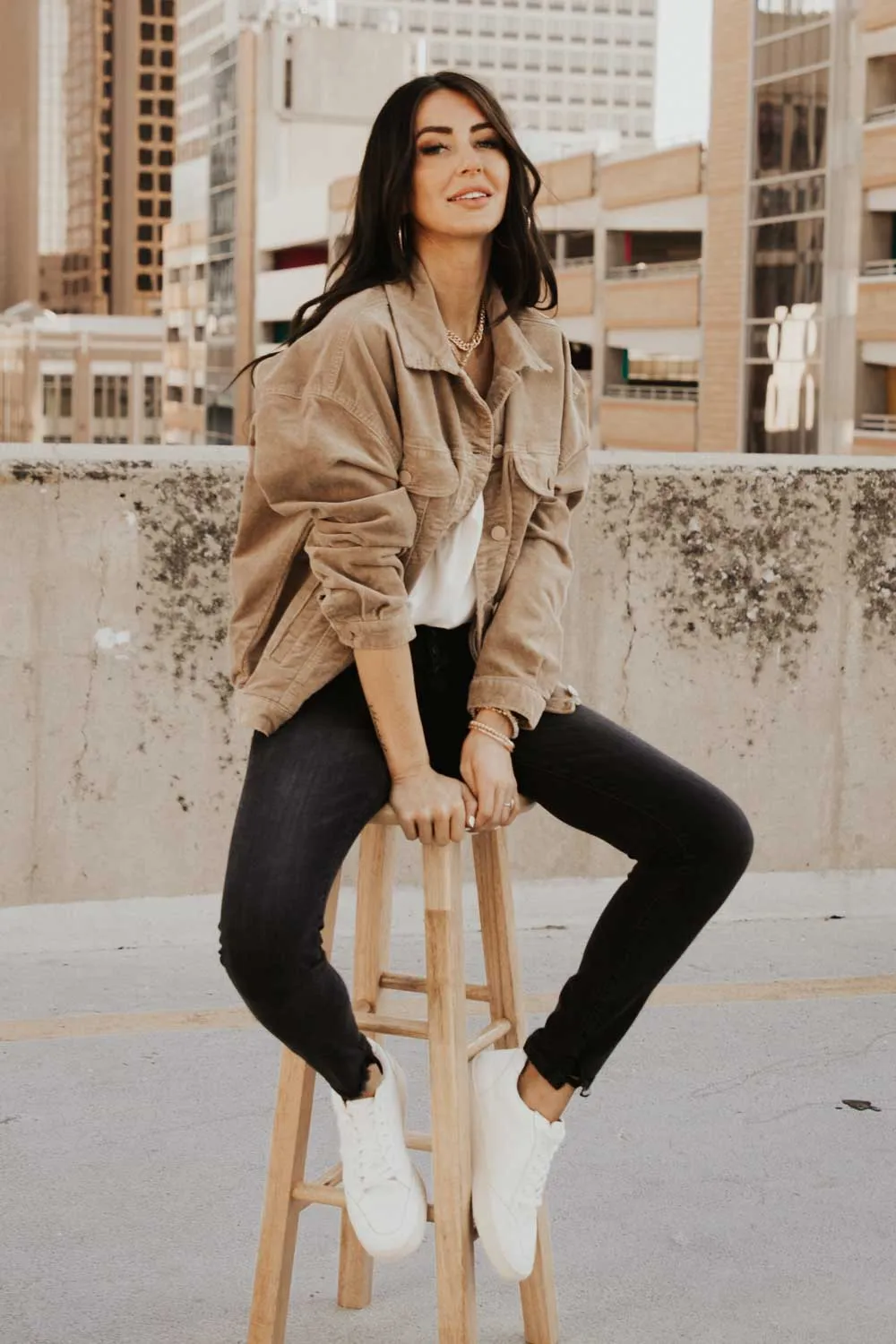 Corduroy Boyfriend Jacket in Tan