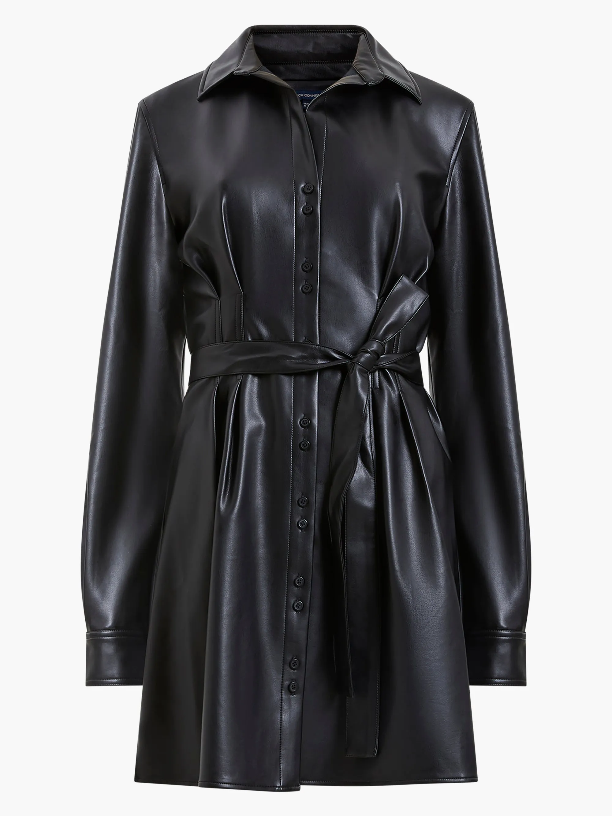 Crolenda PU Belted Shirt Dress