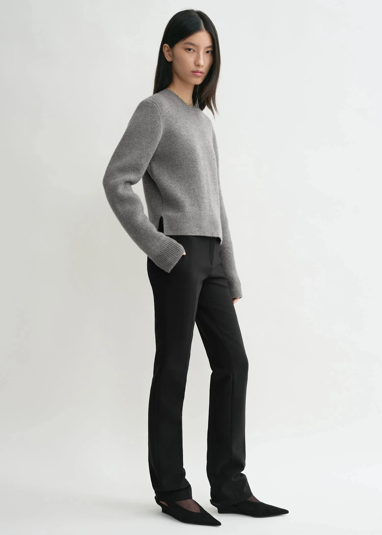 Cropped Crew-Neck Knit